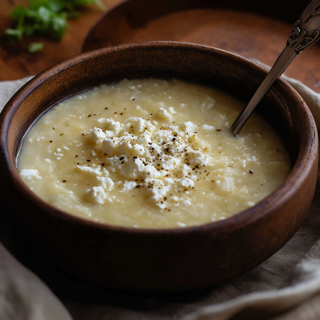 Trahanas: Greek soup with Feeta Cheese