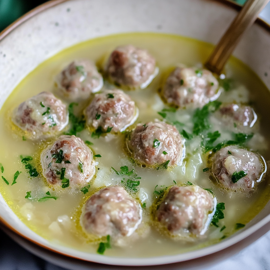 Youvarlakia: Homemade Greek meatball soup